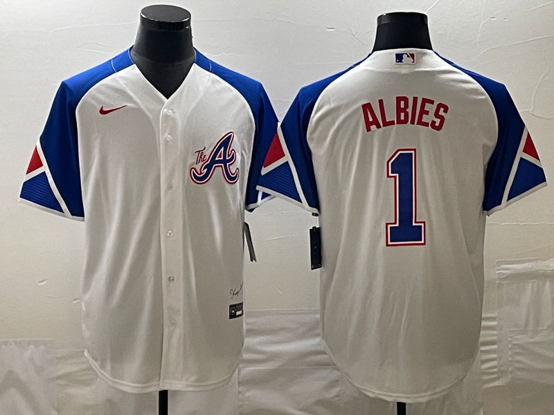 Men's Atlanta Braves Ozzie Albies Nike White 2023 City Connect Jersey